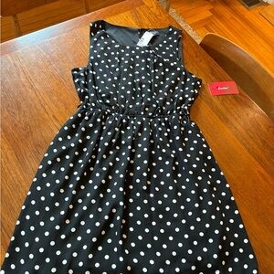 Zealous girl’s Black Dress with White Polka Dots